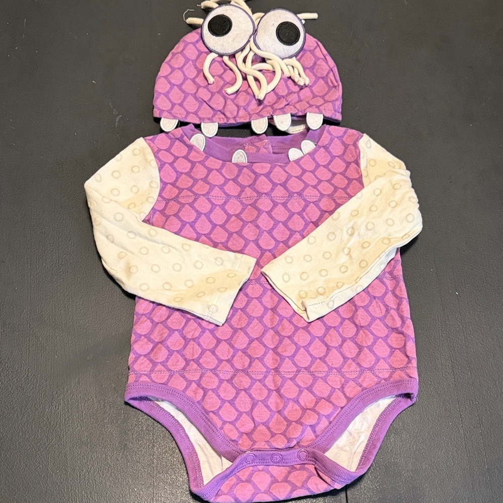 Disney monster inc boo Hooded Bodysuit with Cream Sleeves